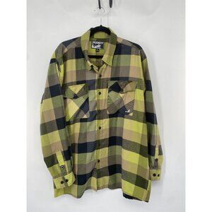 Deadeye Outfitters Front Pocket Green Black Plaid Button Down Shirt Men’s XL